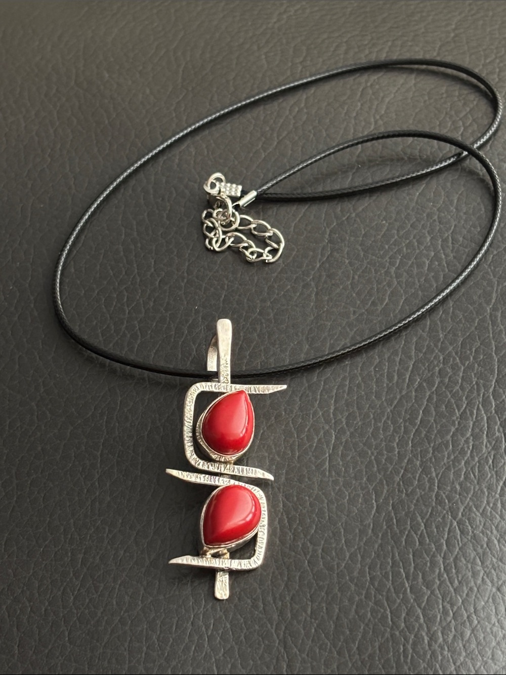 Coral Teardrop Pendant Necklace